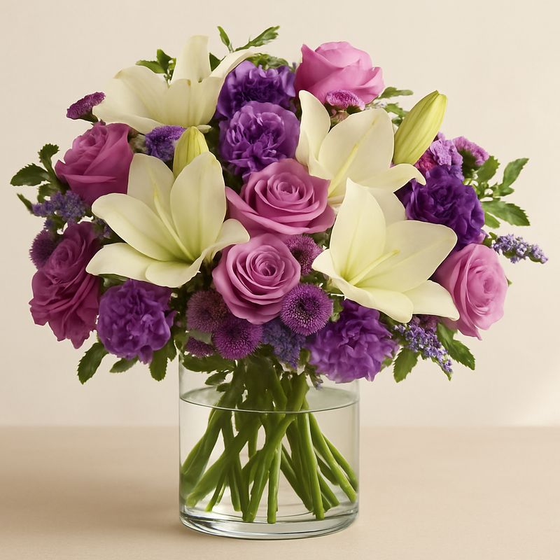 Pleasing Purple Lily & Rose