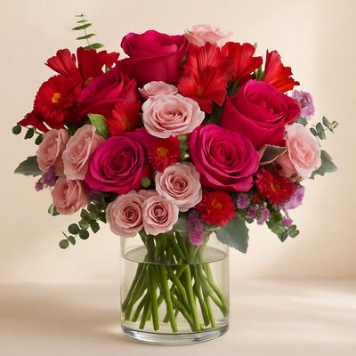 Crimson Glass Rose Display